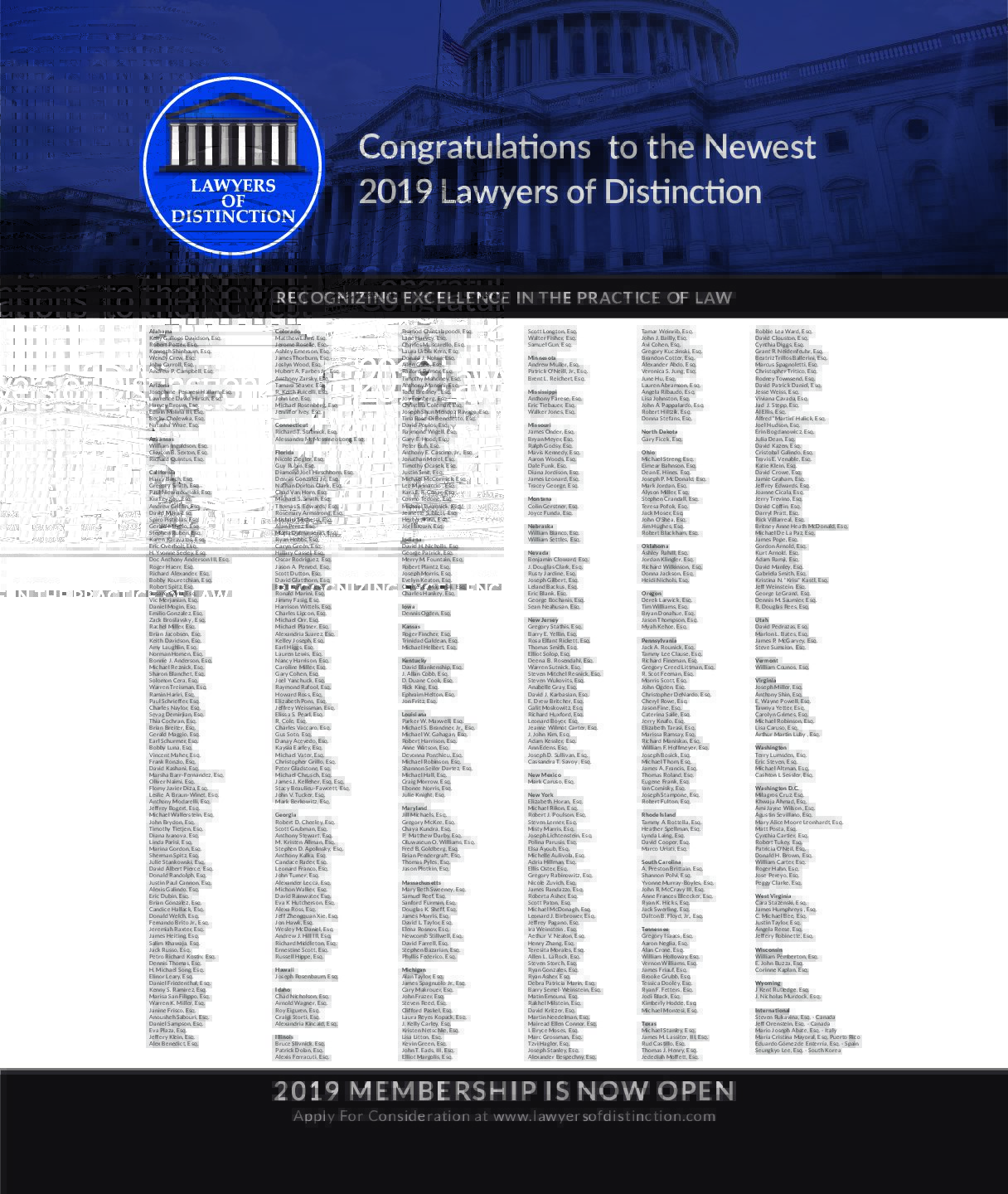 Lawyers of Distinction in the April 2019 Edition of The National Law Journal