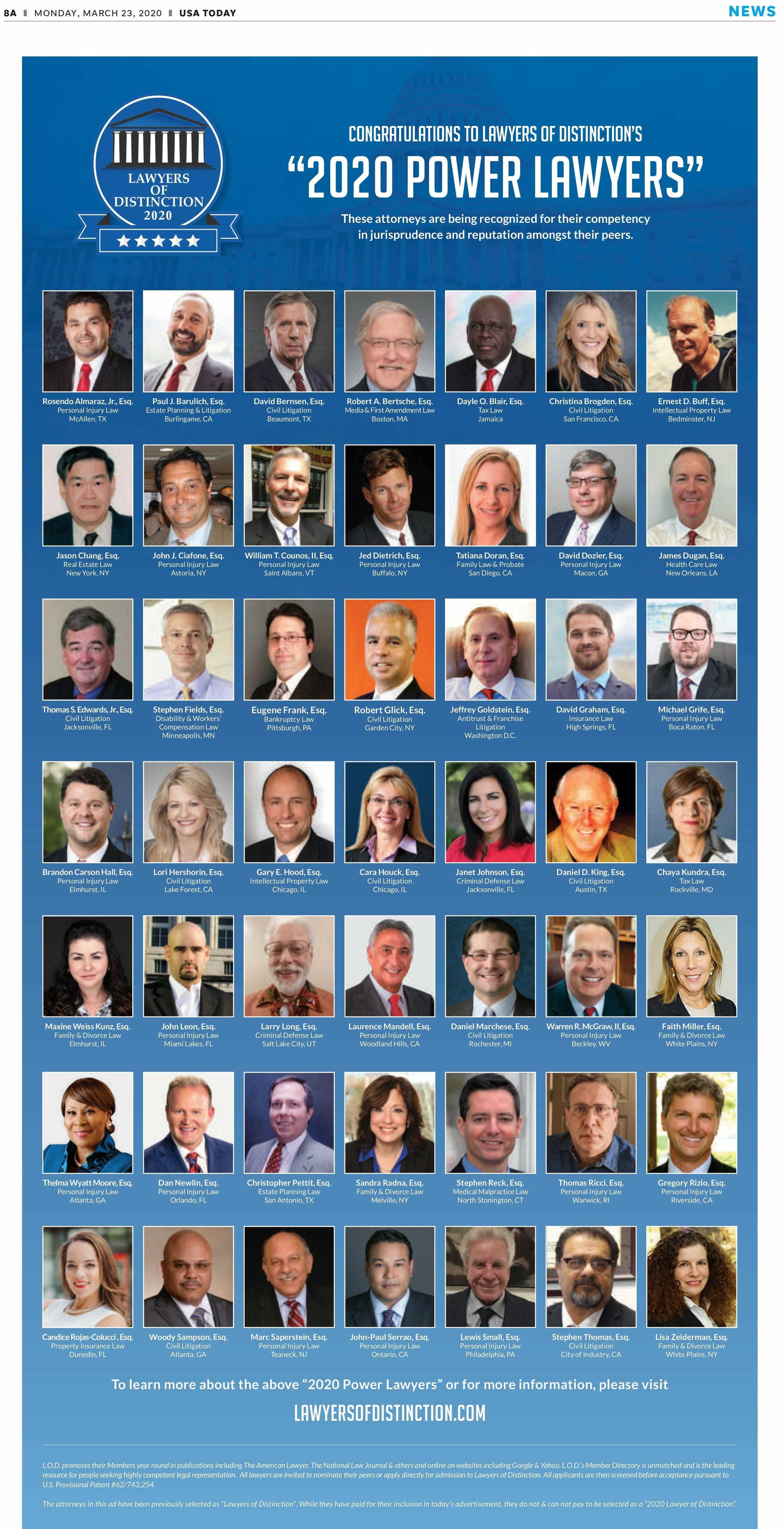 lawyers of distinction 2020 power lawyers